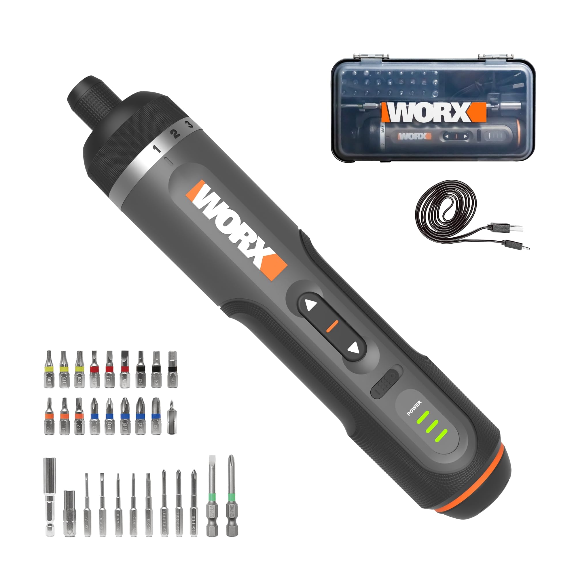 WORX 4V Lithium Screwdriver 30-Piece Accessory Kit WX242L Image