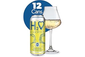H2❤ H2o (Buttery & Oaky) C12– Jam-packed with flavor plus Hydrating Minerals (Larger 1.5X size) | California Alcohol-Removed White Wine Infused Refreshment, 0.0% Non-Alcoholic, (Chardonnay, Pack of 12-12 Fl oz)