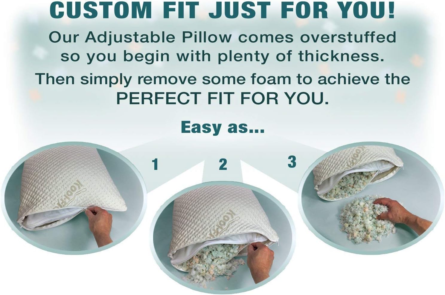 Xtreme Comforts Hypoallergenic, Adjustable Thickness, Kool-Flow Bamboo Shredded Memory Foam Pillow for Sleeping, Back, Side & Stomach Sleepers, King Size, Made in USA: Home & Kitchen