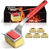 nonoYif Grill Brush Bristle Free + 5 Replaceable Pads, Steam Grill Brush for Outdoor Grill, BBQ Grill Brush and Scraper for Cast Iron/Stainless Steel Grates, Safe Grill Cleaner Brush, Gift for Men Dad