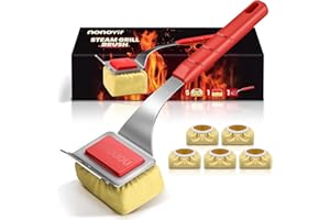 nonoYif Grill Brush Bristle Free + 5 Replaceable Pads, Steam Grill Brush for Outdoor Grill, BBQ Grill Brush and Scraper for Cast Iron/Stainless Steel Grates, Safe Grill Cleaner Brush, Gift for Men Dad