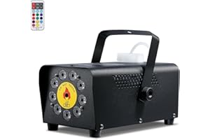 Fog Machine Theefun Smoke Machine 2500CFM 9 LED 12 Color Lights Portable 500ml Big Tank Capacity with Wireless Remote Control, No Liquid Included, Indoor Outdoor for Stage Wedding DJ Party