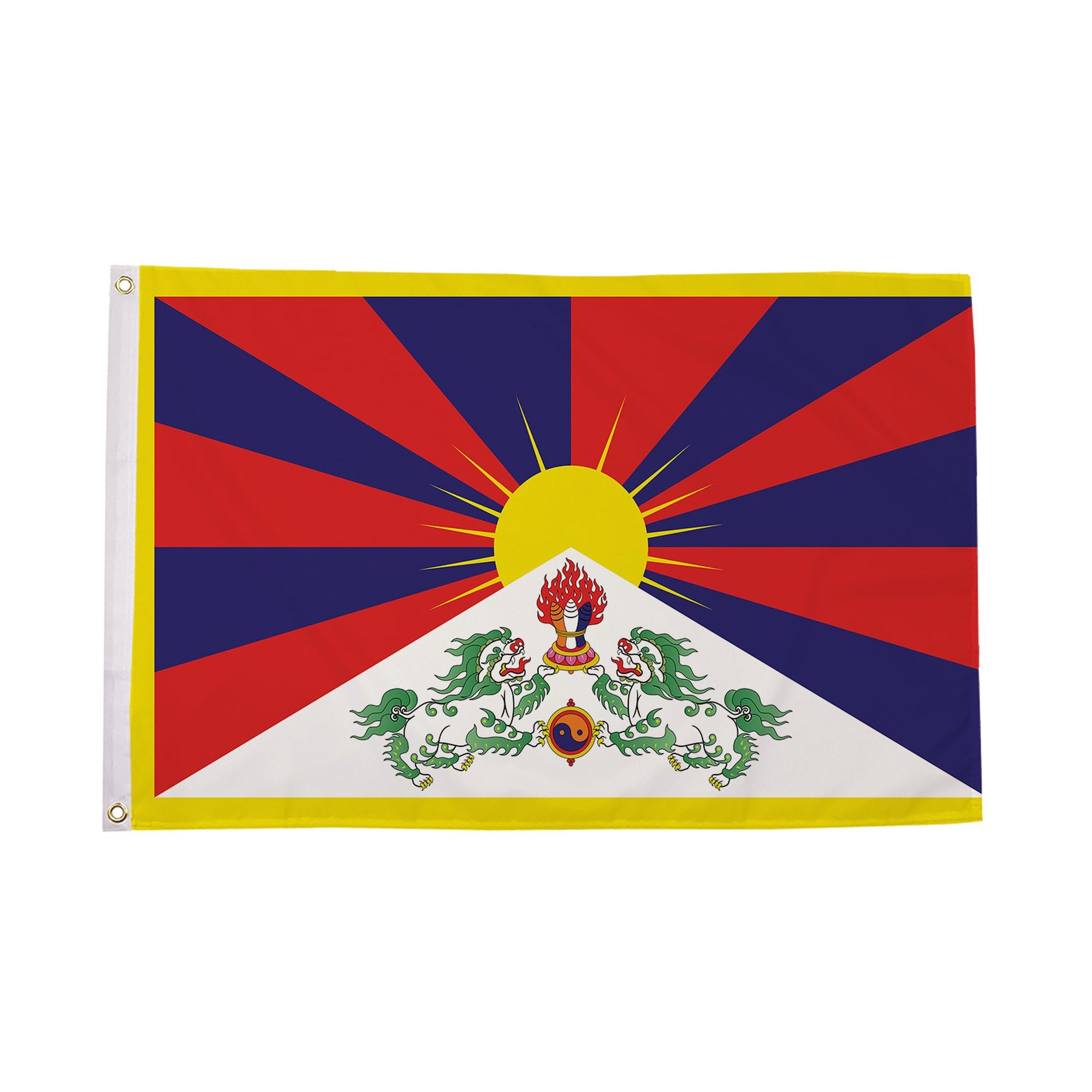 Flagtex Tibet Flag 3ft x 2ft Tibetan Territory Flag Yellow Red Blue Mountains Snow Lions Sun Premium Polyester Brass Grommets Double Stitched 90cm x 60cm Indoor Outdoor Banner Decoration