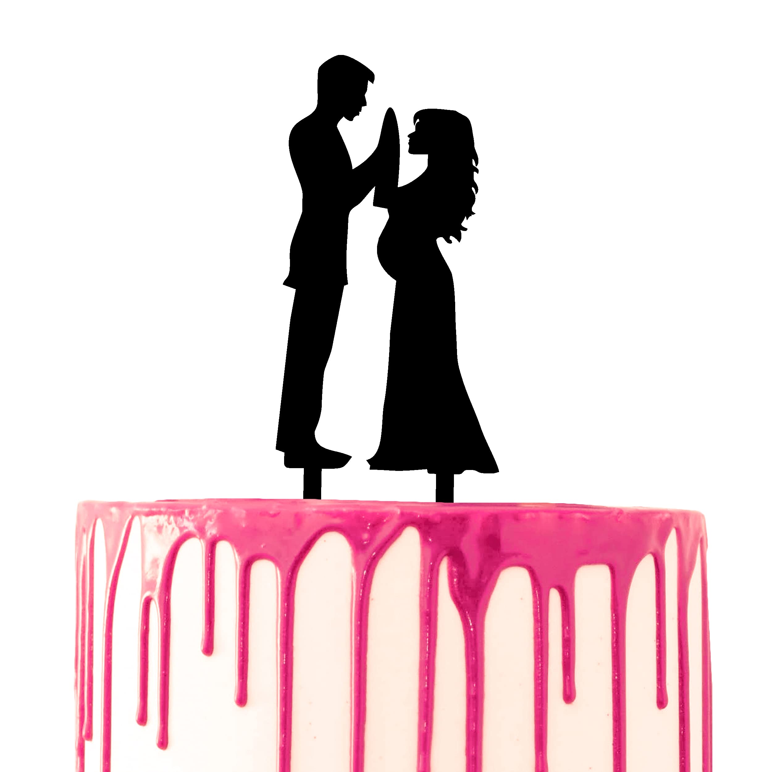 CARISPIBET Decorative Cake Topper Baby Shower Groom and Bride with bump Wedding Party prop