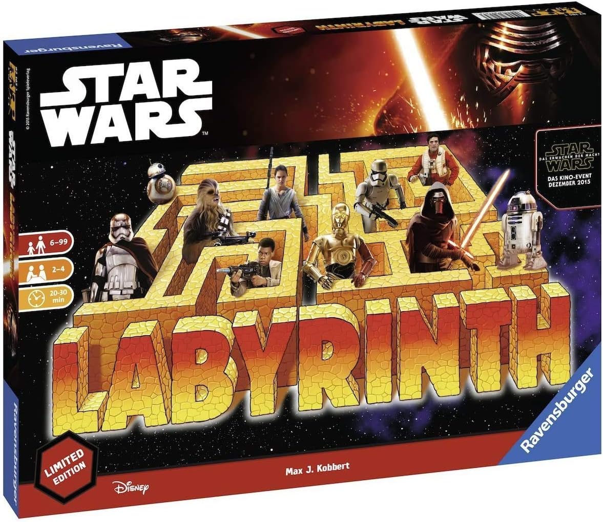 Ravensburger - 82338 - gezelschapsspel - Labyrinth Star Wars gelimiteerde Franse editie, Red, Blue, Black, 20 cm x 10 cm x 5 cm