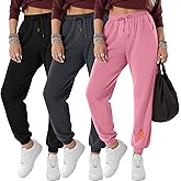 Velvelhall 3 Pack Women's Fleece Lined Joggers Thermal Lounge Sweatpants Elastic Waist Drawstring Yoga Pants with Pockets