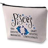 Zodiac Sign Cosmetic Bag Horoscope Makeup Bag 12 Constellation Birthday Gift for Astrology Lover (Pisces)