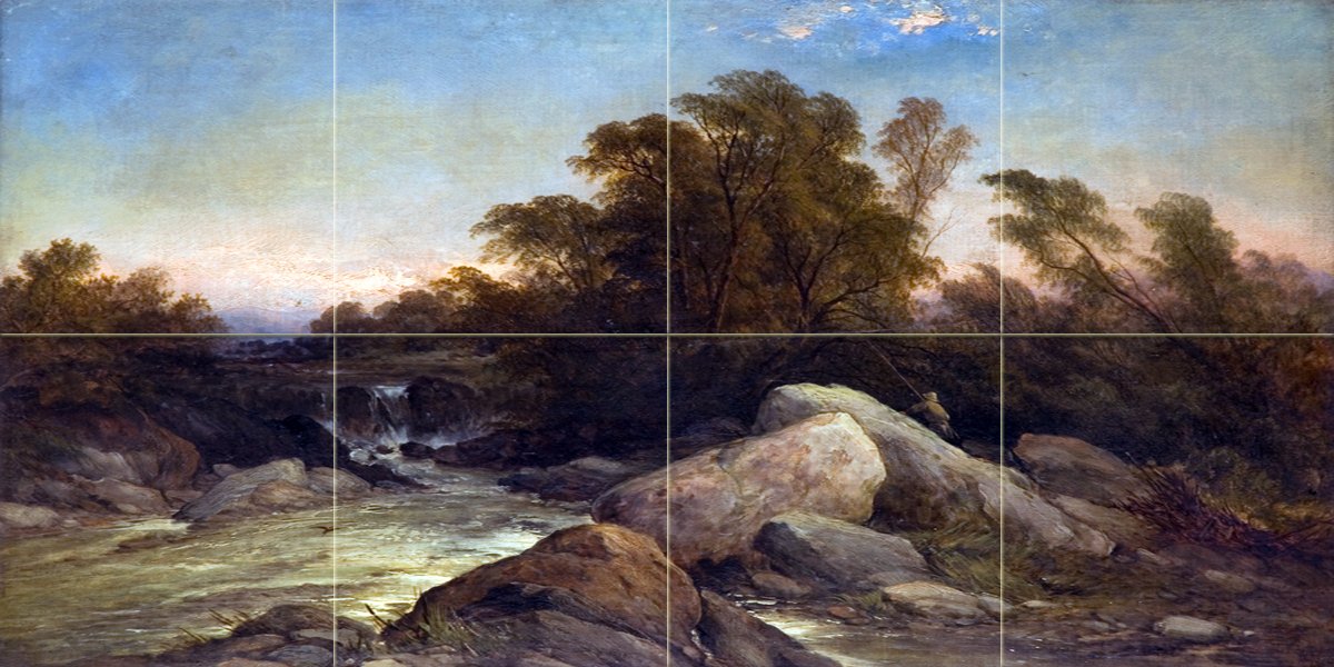 river North Wales G. Williams Tile Mural Bathroom Backsplash Art Marble Ceramic
