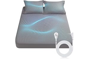 GROUNDINGTIME Grounding Sheets King Size, Grounded Bed Sheet 5% Pure Silver Fiber Connected Earth Energy, Fitted Earth Sheets with Grounding Cord-Grey