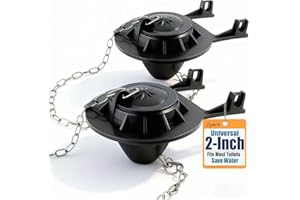 Universal Toilet Flapper Replacement for 2 Flush Valves - Stops Running Toilets & Ghost Flushing, Water-Saving Heavy Duty Rubber with Stainless Steel Chains (Fits Kohler/TOTO/American Standard/Gerber)