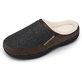 DREAM PAIRS Men's Cozy Memory Foam Slippers with Fuzzy Wool-like Lining, Slip-on Washable Indoor Outdoor House Shoes