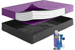 THE BEDROOM STORE WAVELESS 95%, California King Size, Waterbed Hardside Mattress Bundle, Includes Fill & Drain Kit, 8oz. Water Conditioner and Stand-Up Liner, Heavy Duty Vinyl, 72"W x 84"L x 9"H, Frame NOT Included