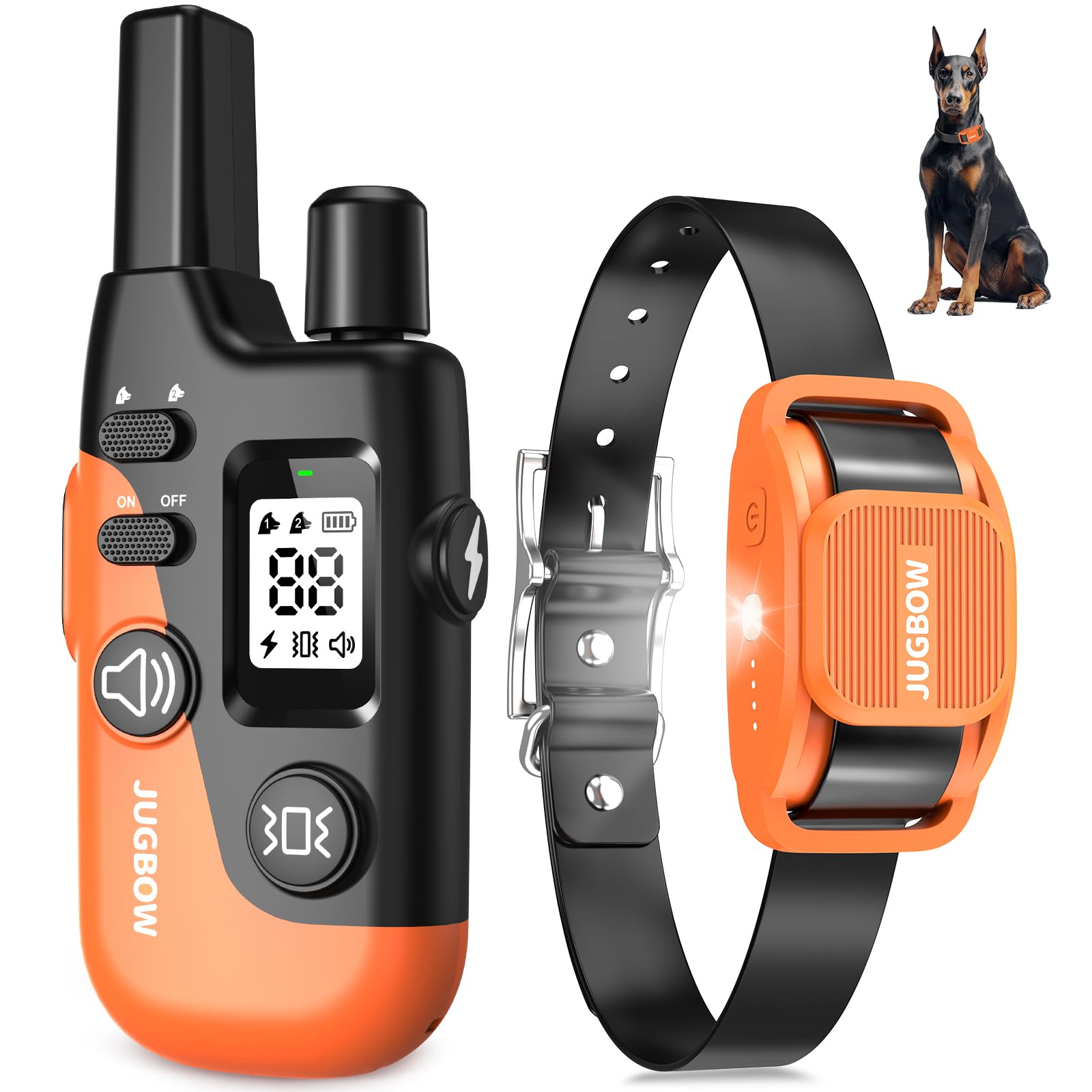 Photo 1 of Jugbow Shock Collar for Dogs - 4200FT Dog Training Collar with Remote for 15-120lbs Medium Large Dog, with LED Light IPX8-Waterproof Rechargeable E-Collar with Beep (1-3), Vibration(1-3), Shock(0-16)