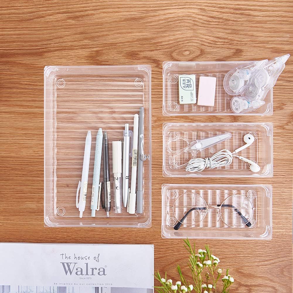 Kootek Desk Drawer Organizer Trays with 3-Size Drawer Dividers 6 Organizers Bins Customize Layout Storage Box for Bedroom Dresser Bathroom Kitchen Office: Home & Kitchen