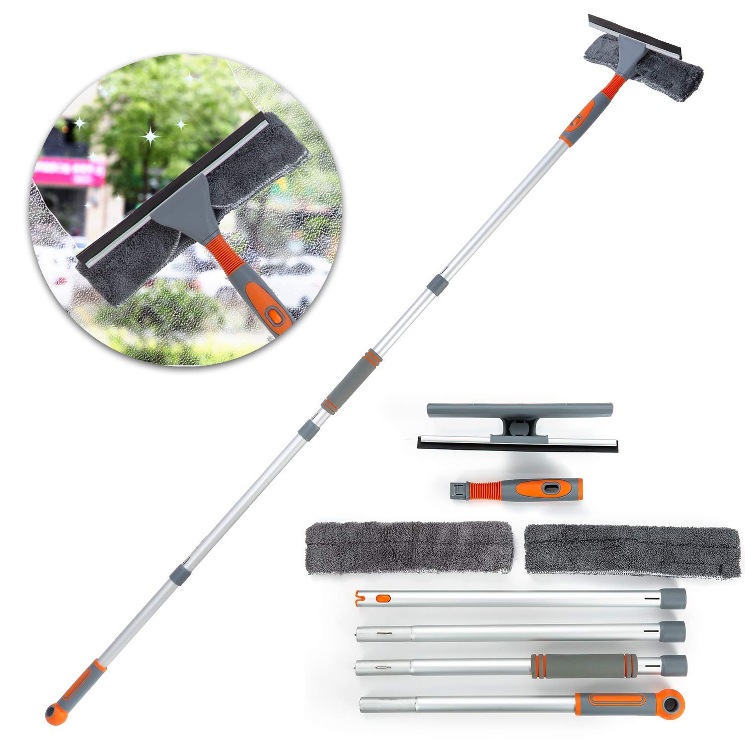 Professional Window Squeegee Cleaner, Equipment Kit Shower Squeegee 158cm Telescopic Window Washing Equipment with Bendable Head,and Aluminium Cleaning Tools for Indoor/Outdoor High Window