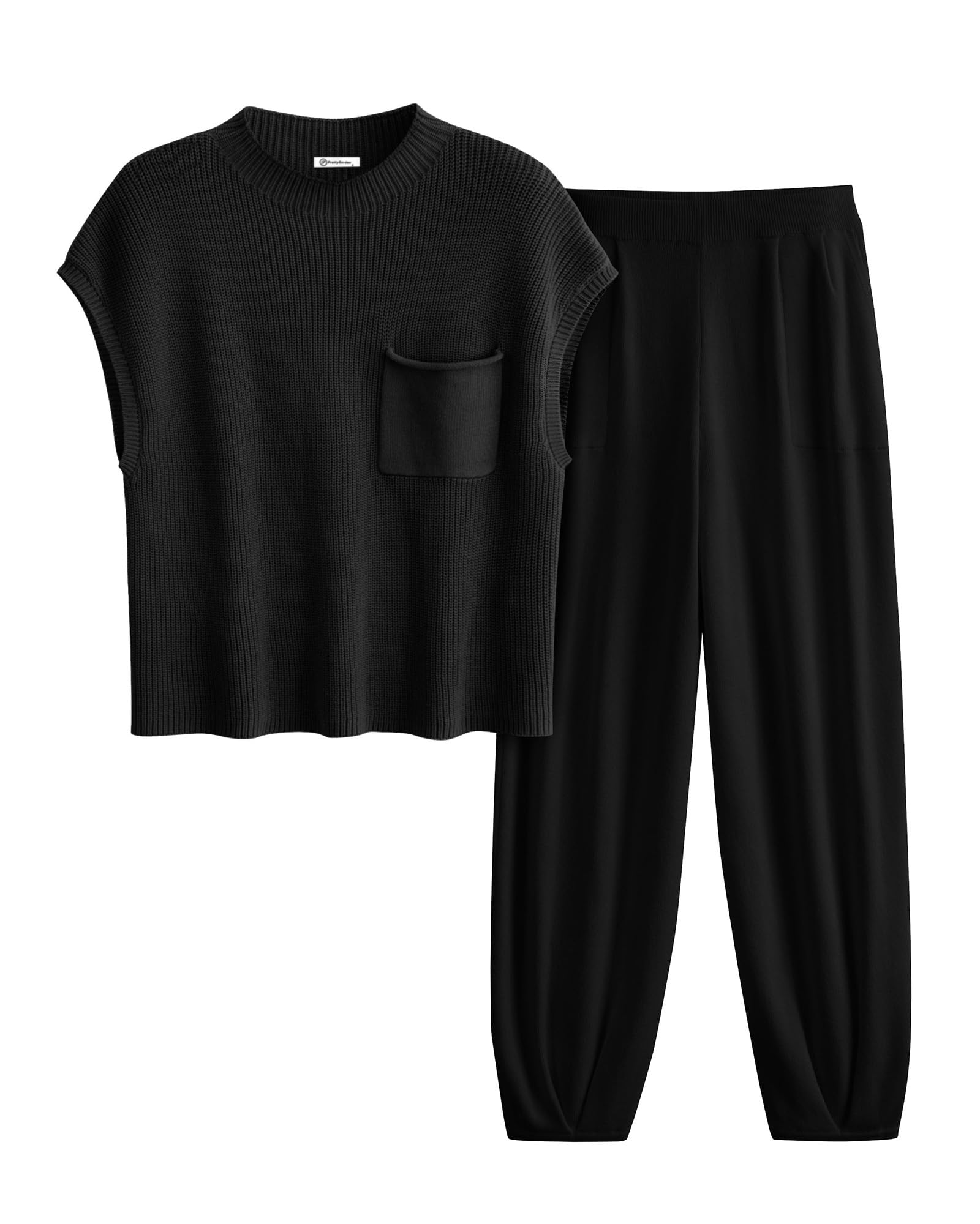 Photo 1 of **Only pants**PRETTYGARDEN Womens Two Piece Outfits Sweater Sets Knit Pullover Tops And High Waisted Pants Matching Tracksuit Sweatsuit Set (Black,Medium)