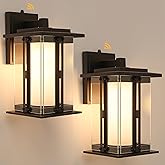 LUTEC 13" Dusk to Dawn Outdoor Wall Sconce, Matte Metal Frame and Double Glazing, Craftsman Style Outdoor Light Fxture with E