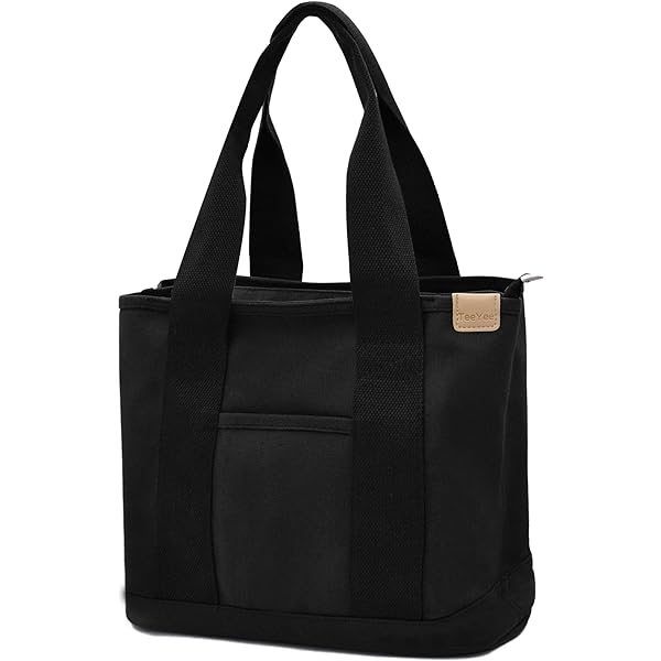 Amazon.com: Efilra Multi Pocket Canvas Tote Bag with Zipper