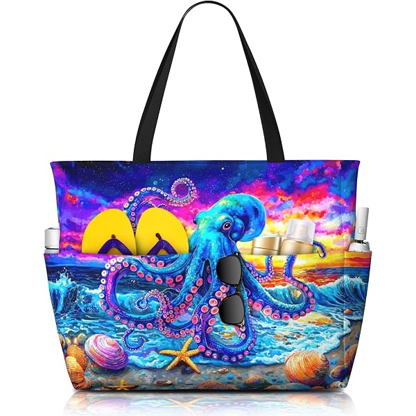 Amazon.com: 3d Print Large Beach Tote Bag Women Waterproof  display picture 1