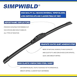 SIMPWIBLD 3 wipers Replacement for 2016-2022 Honda
