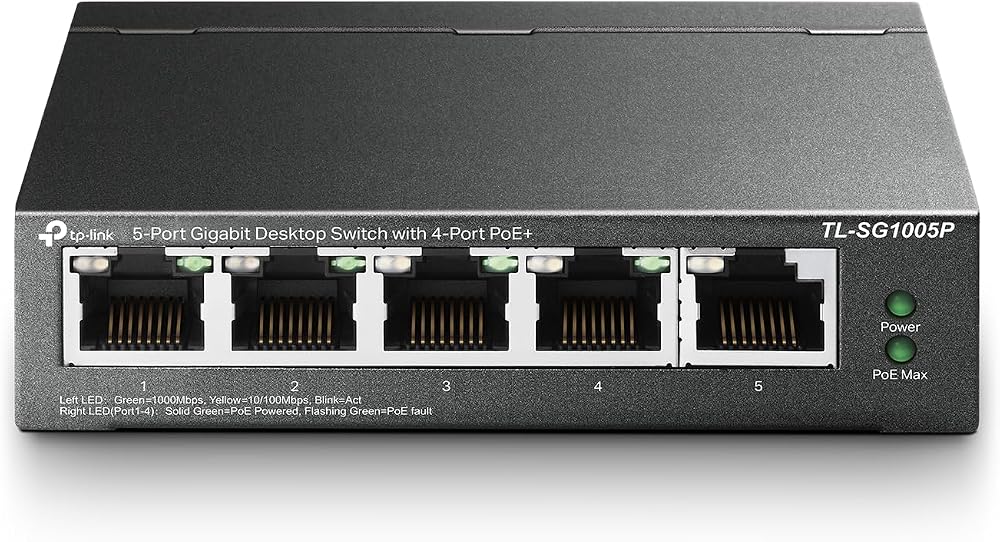 TP-Link 5 Port Gigabit PoE Switch TL-SG1005P 4 PoE Ports 56W Unmanaged Plug and