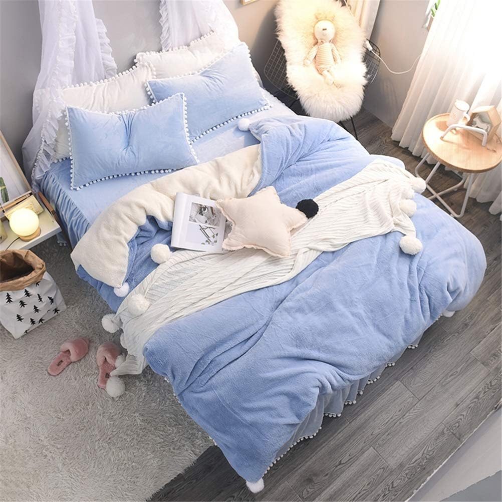 ADGAI Teddy Bear Fleece Duvet cover (1 Faux Fur Duvet Cover 1 bed skirt