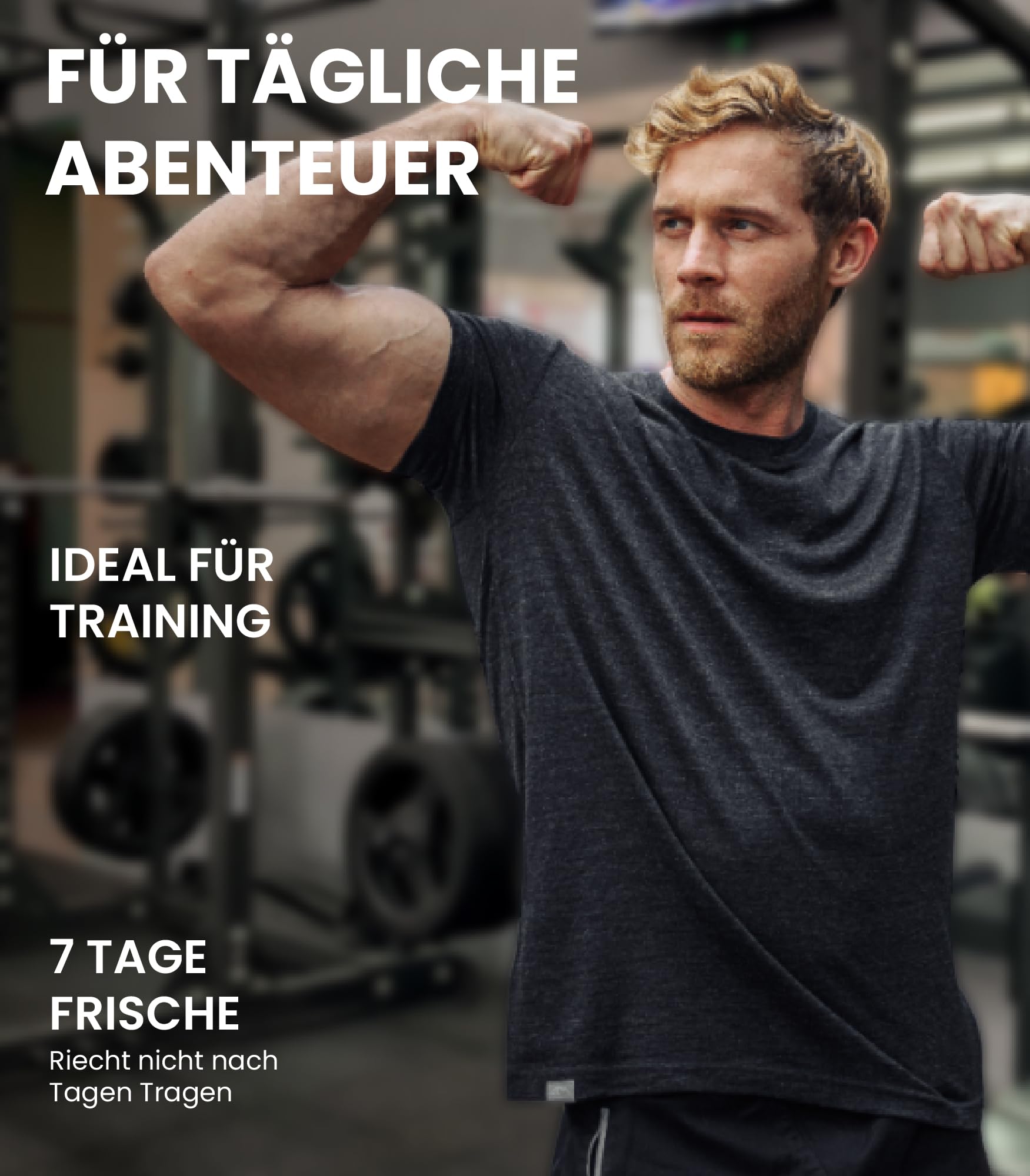 Premium Merino Shirt Herren Kurzarm - Thermooberteile 100% Merino Unterwäsche Herren + Wanderwollsocken (Medium, Black Ink) 4