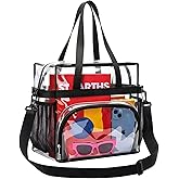 Lyingflat Clear Bag for Stadium Events 12x12x6 Clear Tote Bag with Large Front Pocket Removable Strap for Work Sports Concert