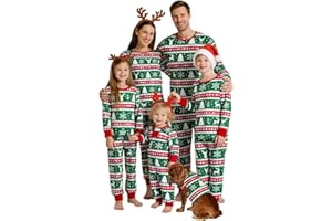 Feionusin Family Christmas Pajamas Matching Sets, Xmas Pjs Sets Holiday Sleepwear Matching Pajamas Long Sleeve Nightwear Set