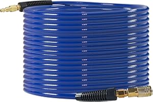 TEXALAN Polyurethane Air Hose with Bend Restrictor, 1/4" Quick Plug and Coupler for Air Compressor 1/4-Inch x 100ft Blue