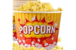AVANT GRUB Greaseproof, Retro 85oz Popcorn Buckets 12 Pack. Reusable and Durable Pop Corn Tubs in Red Yellow. Large Disposable Containers Perfect For Movie Night, Theme Party, Theater, Carnivals & Fundraisers
