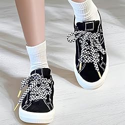 YJRVFINE Flat Checker Shoe Laces: 2 Pairs 45 Inch