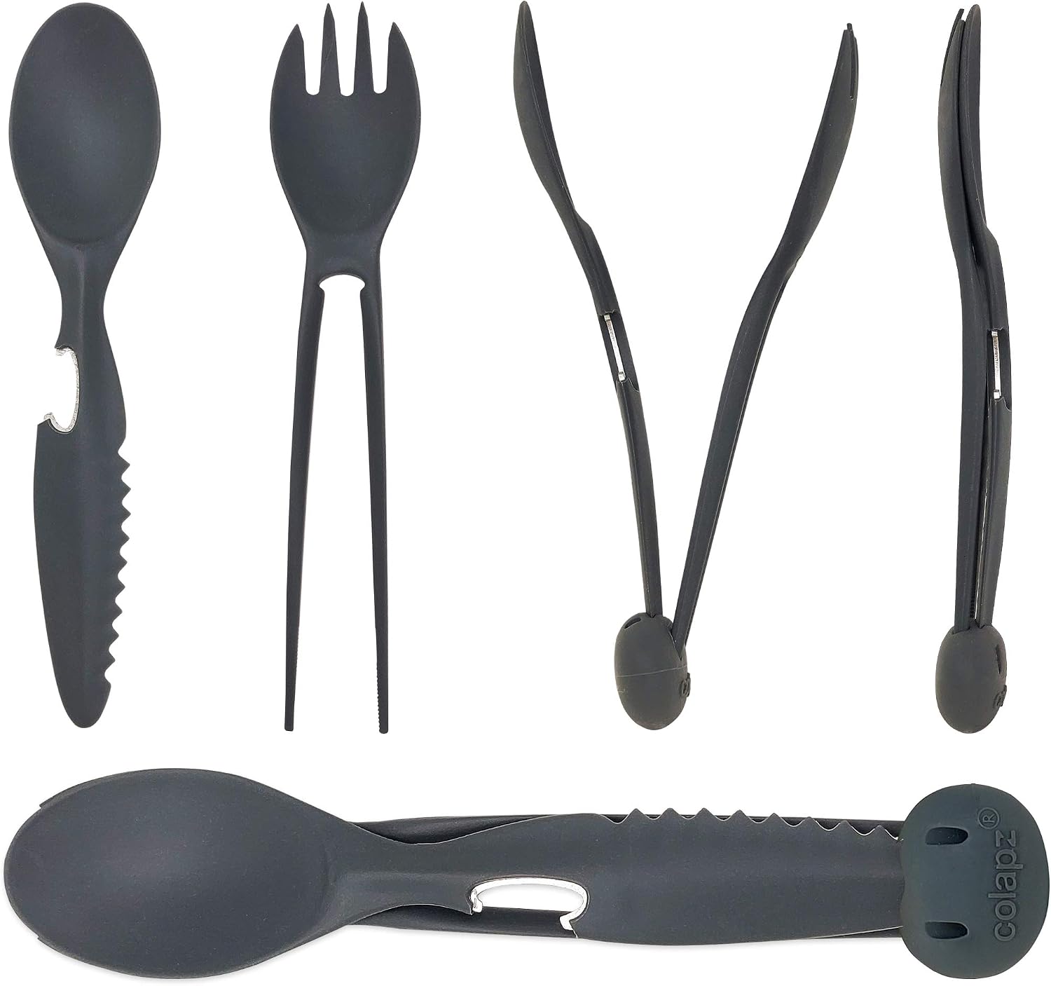 Colapz Grey 7-in-1 Travel Cutlery Set - Camping Cutlery Set - Cutlery for Lunch Box Set - Portable Fishing Cooking Set