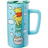 Silver Buffalo Disney Winnie the Pooh Hunny Double Wall Stainless Steel Travel Mug With Handle, 15 Ounces