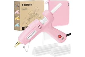 ROMECH Full Size Hot Glue Gun with 60/100W Dual Power and 21 Hot Glue Sticks (7/16"), Fast Preheating Heavy Duty Industrial Gluegun with Storage Case for Crafting, DIY and Repairs (Pink)