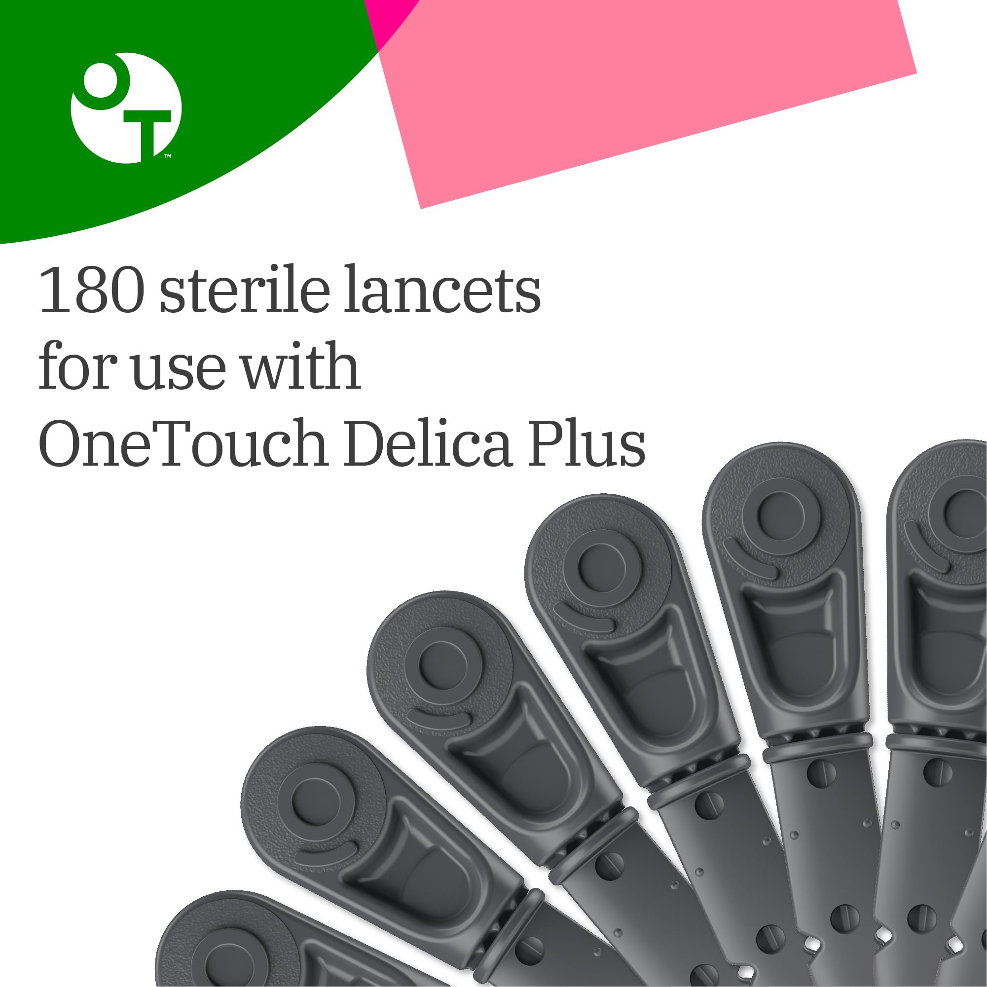 OneTouch Delica Plus Lancets for Diabetes Testing - Fine 30-Gauge Lancets for Blood Test - Diabetic Supplies for Blood Sugar Monitor - for Lancing Device, 180 Count