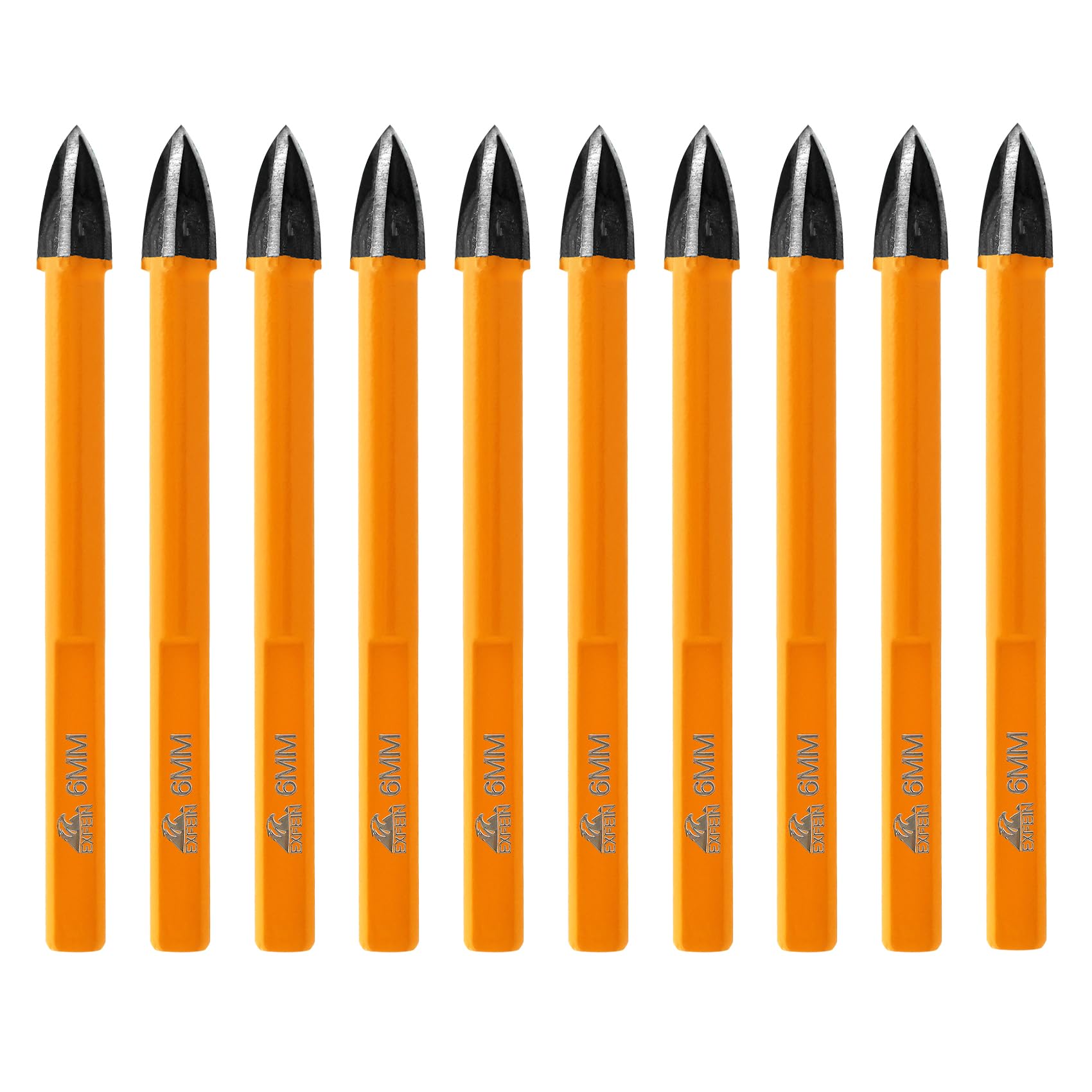 EXFEIN Diamond Tile Drill Bits 10pcs - 6mm Carbide Drill Bits with Triangle Shank for Porcalain Tile Wood Plastic Ceramic Tile Diamond Hole Saw Set