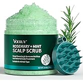 VOERUY Scalp Scrub, Rosemary Scalp Exfoliator Scrub Shampoo, 2-in-1 Scalp Treatment with Mint Oil, Hair Treatment to Clarify and Remove Build Up with Silicone Scalp Massager, 10.6oz/300g