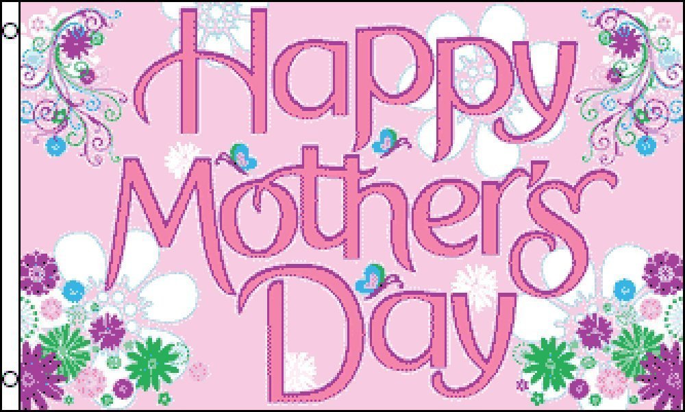Flagtex Happy Mothers Day Flag 5ft x 3ft Large Flag 150cm x 90cm | Premium Woven Polyester with Brass Eyelets | Indoor Outdoor Garden Display Wall Hanging | Celebration Party Festive Decoration Banner