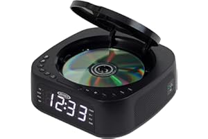 Jensen JCR-375 Stereo Digital Dual-Alarm Clock with Top-Loading CD Player, FM Tuner, USB Charging Port, and Battery Backup