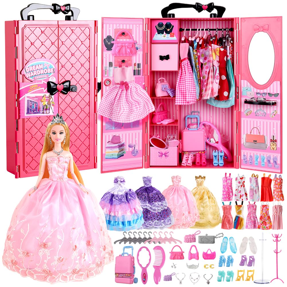 UCanaan Girl Doll and Closet Set with Doll Clothes and Accessories Items Including Fashion Dolls, Dressand Many Other Accessories (Refer Picture Shows)，Best Gitfs for Girls Christmas Birthday