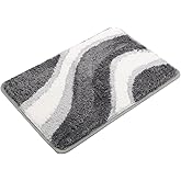KAMA BRIDAL Microfiber Bath Mat Non-Slip Bathroom Floor Rugs Fast Water Absorbent Shower Mat Ultra Soft Bath Rug Anti-Slip Backing Machine Wash Charcoal 16x24