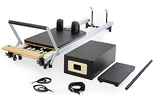 STOTT PILATES Merrithew At Home SPX Reformer Bundle – Pilates Reformer Machine with Reformer Box, Platform Extender, Roll-up Pole and Spring Package – Professional Home Pilates Equipment for Full-Body Fitness.