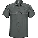 Outdoor Ventures Men's Lightweight Short Sleeve Fishing Shirt UPF 50 Button Down Quick Dry Cooling Hiking Travel Safari Shirt