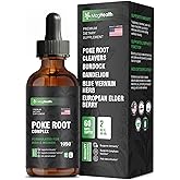 Poke Root Complex Drops 6-in-1 Tincture | 3rd Party Tested Immune & Lymphatic System Support Liquid | Cleavers, Dandelion, Elderberry, Burdock & Blue Vervain | 2 oz (60 Servings)