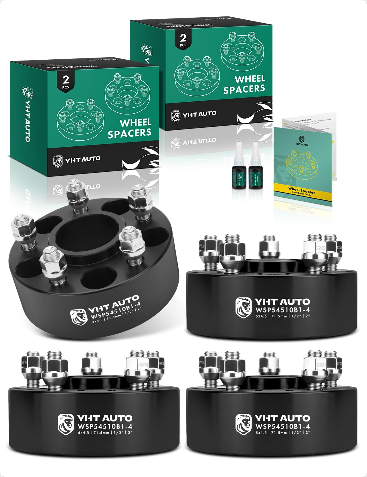 Photo 1 of YHTAUTO 5x4.5 Hub Centric Wheel Spacers 2 Inch Compatible with Jeep Cherokee, Comanche, Grand Cherokee (ZJ Models), Liberty, 5x114.3mm Tire Spacers w/ 1/2 Inch-20 Studs 71.5 mm Hub Bore 5 Lug 4PCS