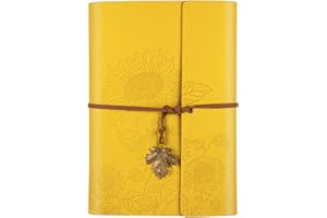 Leather Journal Notebook, Refillable Journals for Writing, Vintage Travel Daily Notepad Journal to Write in, Gifts for Women 