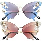 Willochra Women Butterfly Cat Eye Sunglasses - Fashion Shiny Bling Diamond Polygonal Pink Rhinestone Sunglasses