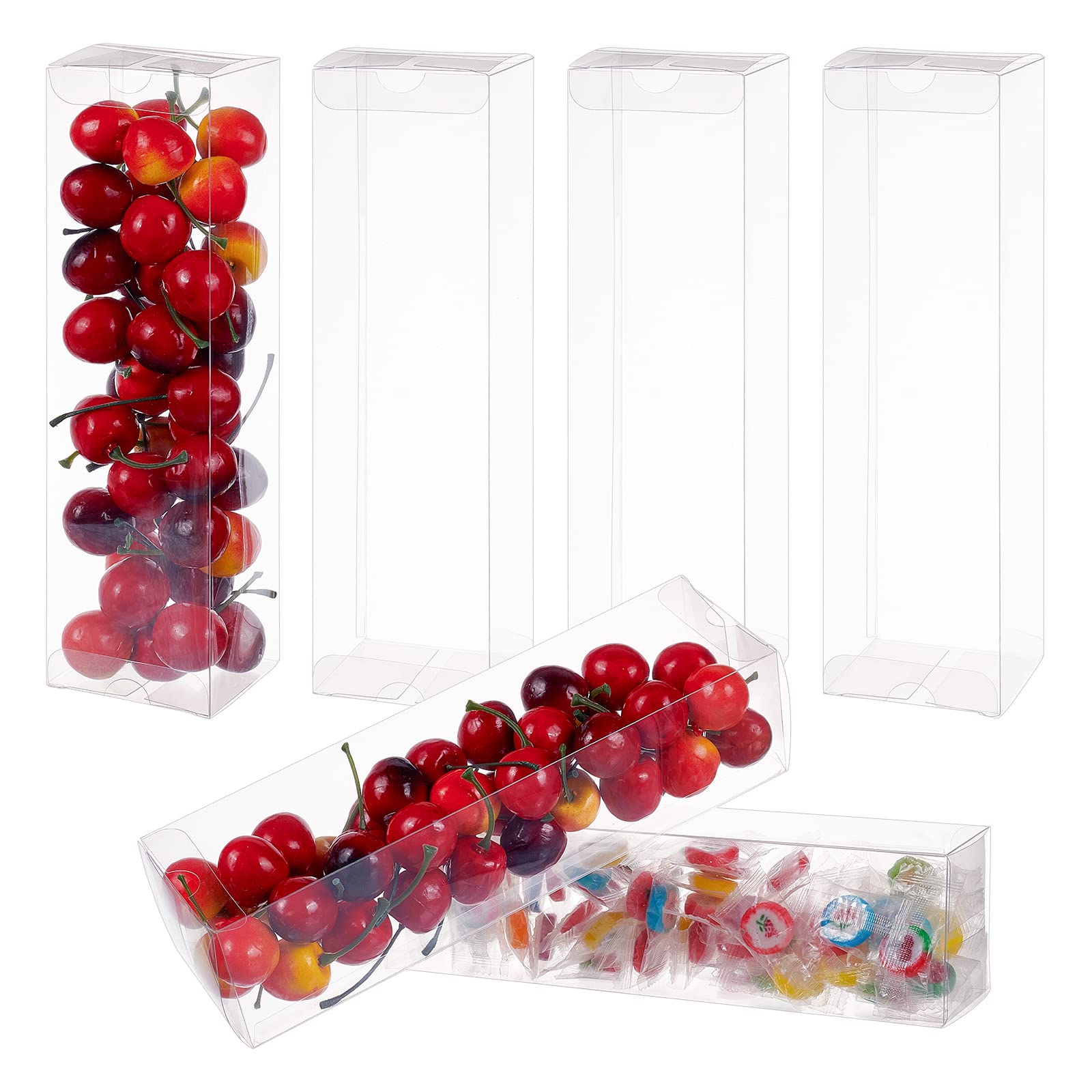 BENECREAT Pack of 10 Clear Party Favor Boxes 6 x 6.5 x 24.5 cm PVC Rectangle with Protective Film for Chocolate Sweets Valentine — image 1