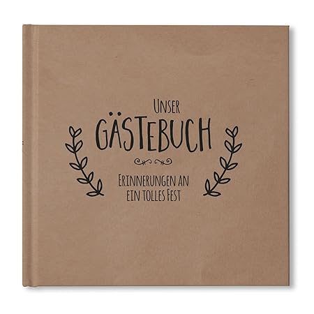 Gästebuch für Hochzeiten und Feste quadratisch 21 x 21cm 104 weiße Seiten Hardcover Vintage (braun-schwarz)